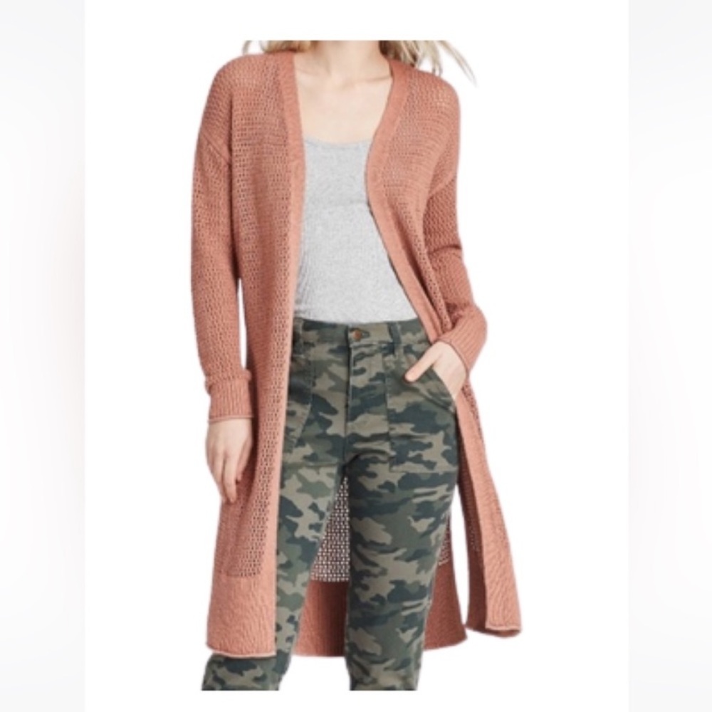 Universal Thread Crochet Open Knit Long Duster Cardigan Size XS NWT